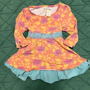 Layered twirly orange and aqua floral Matilda Jane dress